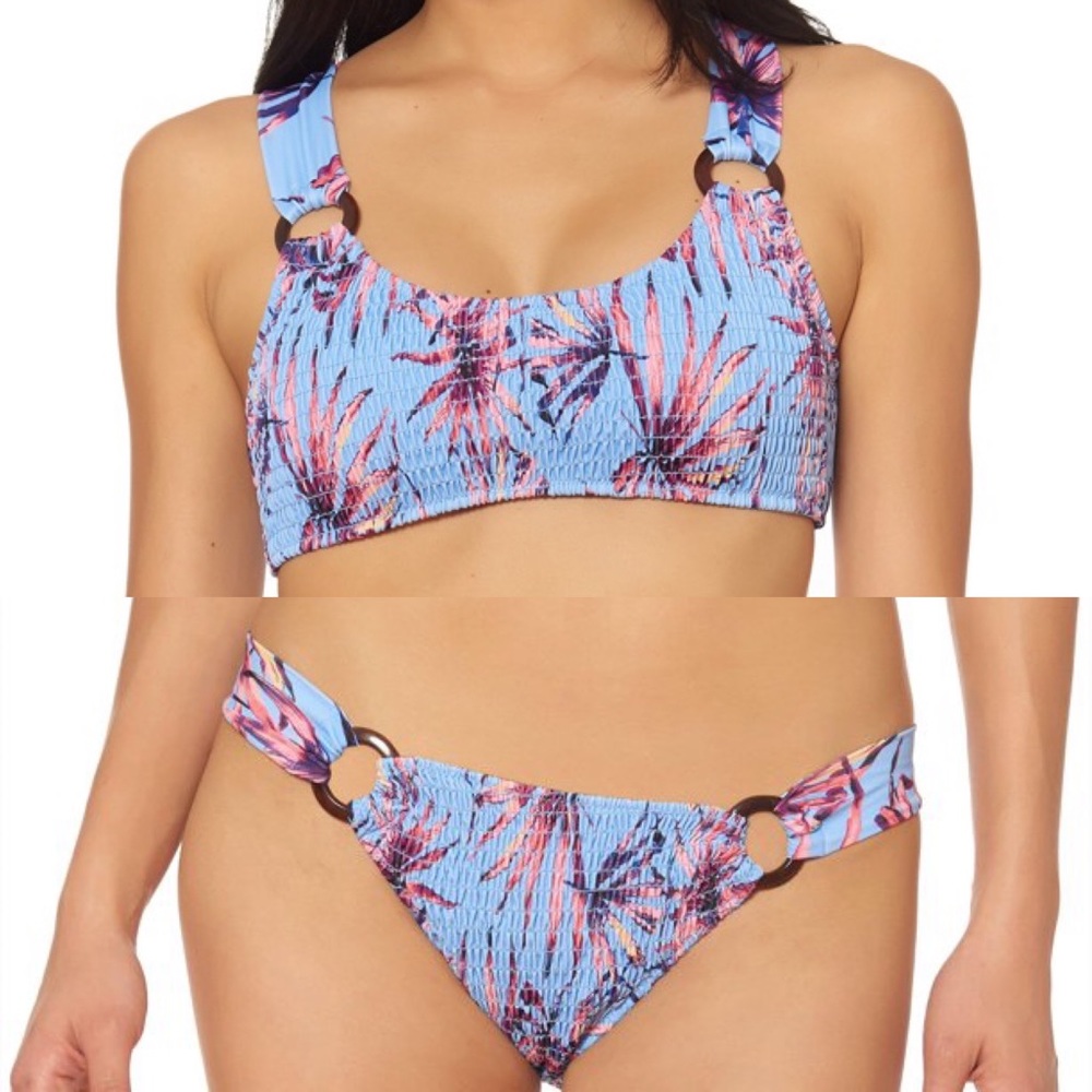 NWT Jessica Simpson Windy Palms Multi Lilac Bikini Top and Bottom M/L - Picture 1 of 11